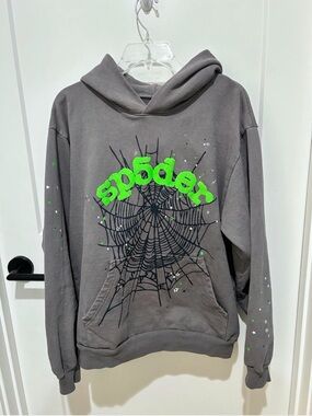authentic slate grey sp5der hoodie